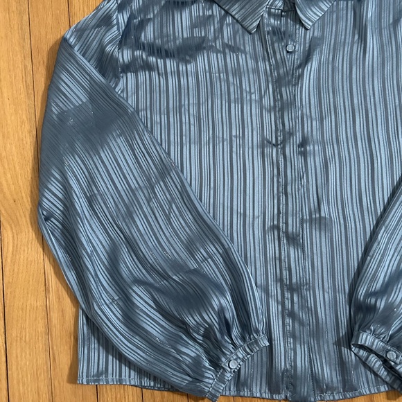 Metallic blue button down by On Twelfth - Picture 5 of 7